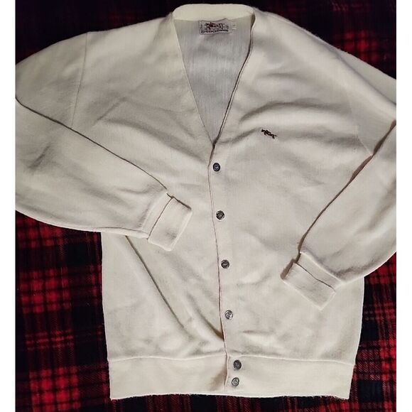 Vintage Steeple Chase Tan V Neck Orlon Cardigan Sweater‎ Made In USA Men's Large - Picture 2 of 16
